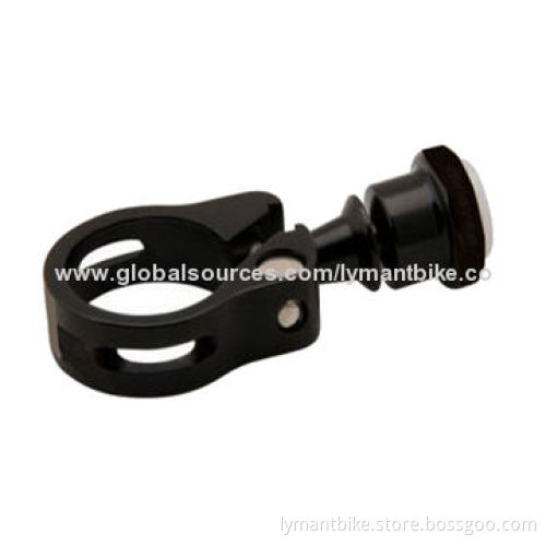 Bicycle seat post clamp with warning light, made of aluminum